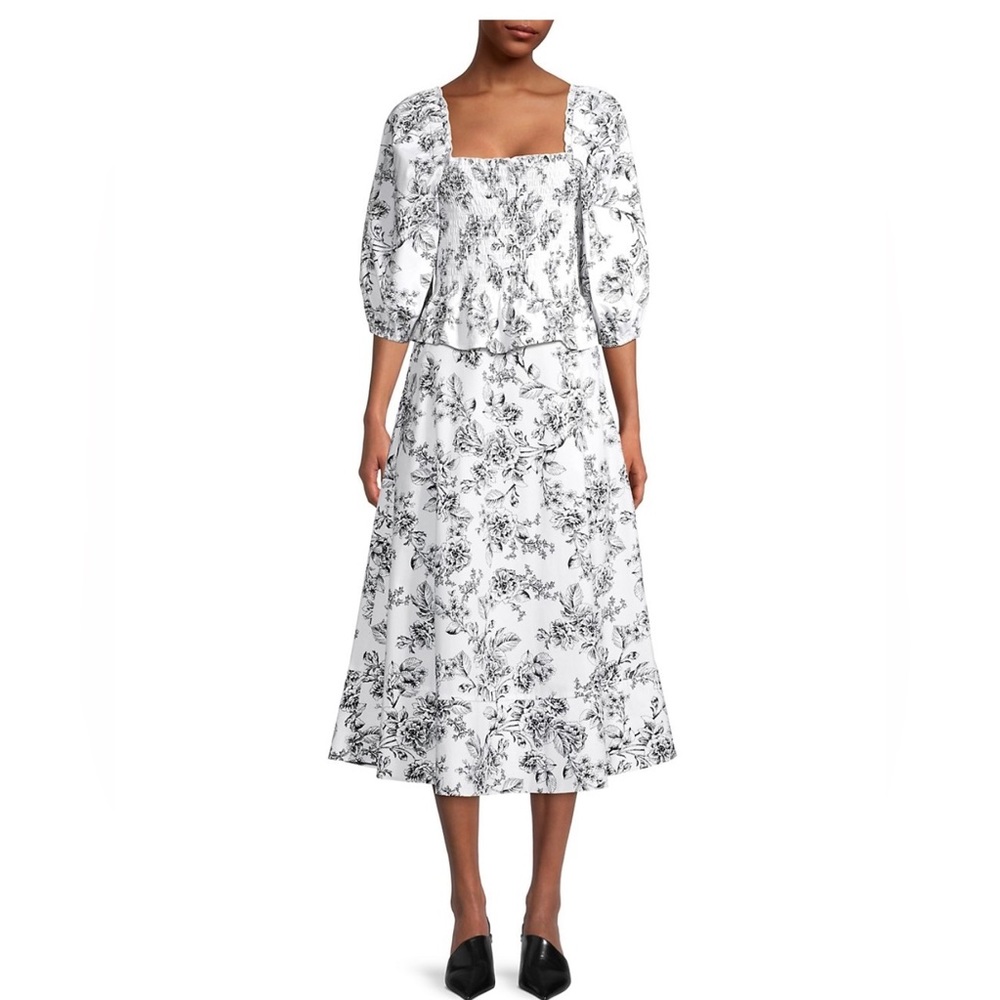 Rachel Parcell Floral Smocked Puff-Sleeve Set